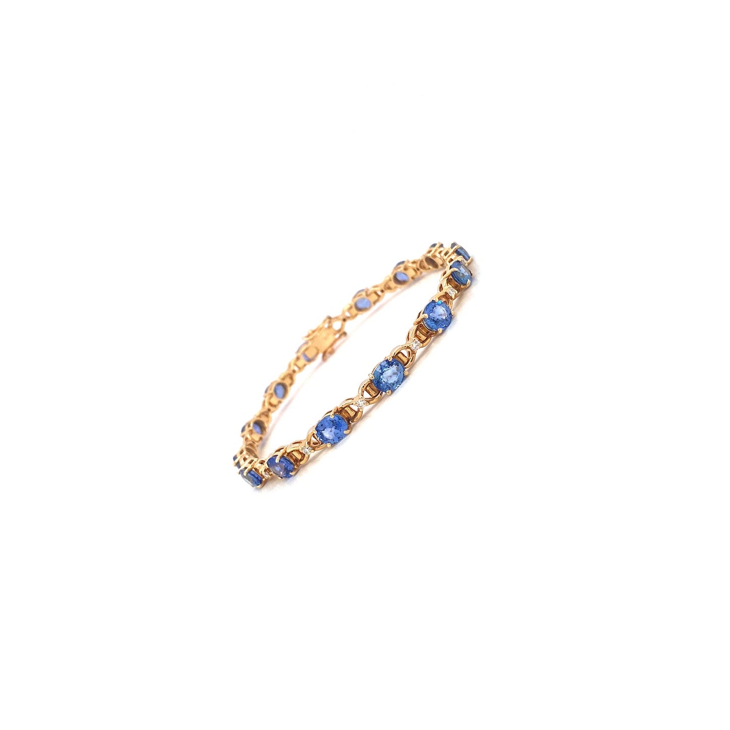 Sapphire Diamond Bracelet 14K Yellow Gold - Luxury Women's Jewelry