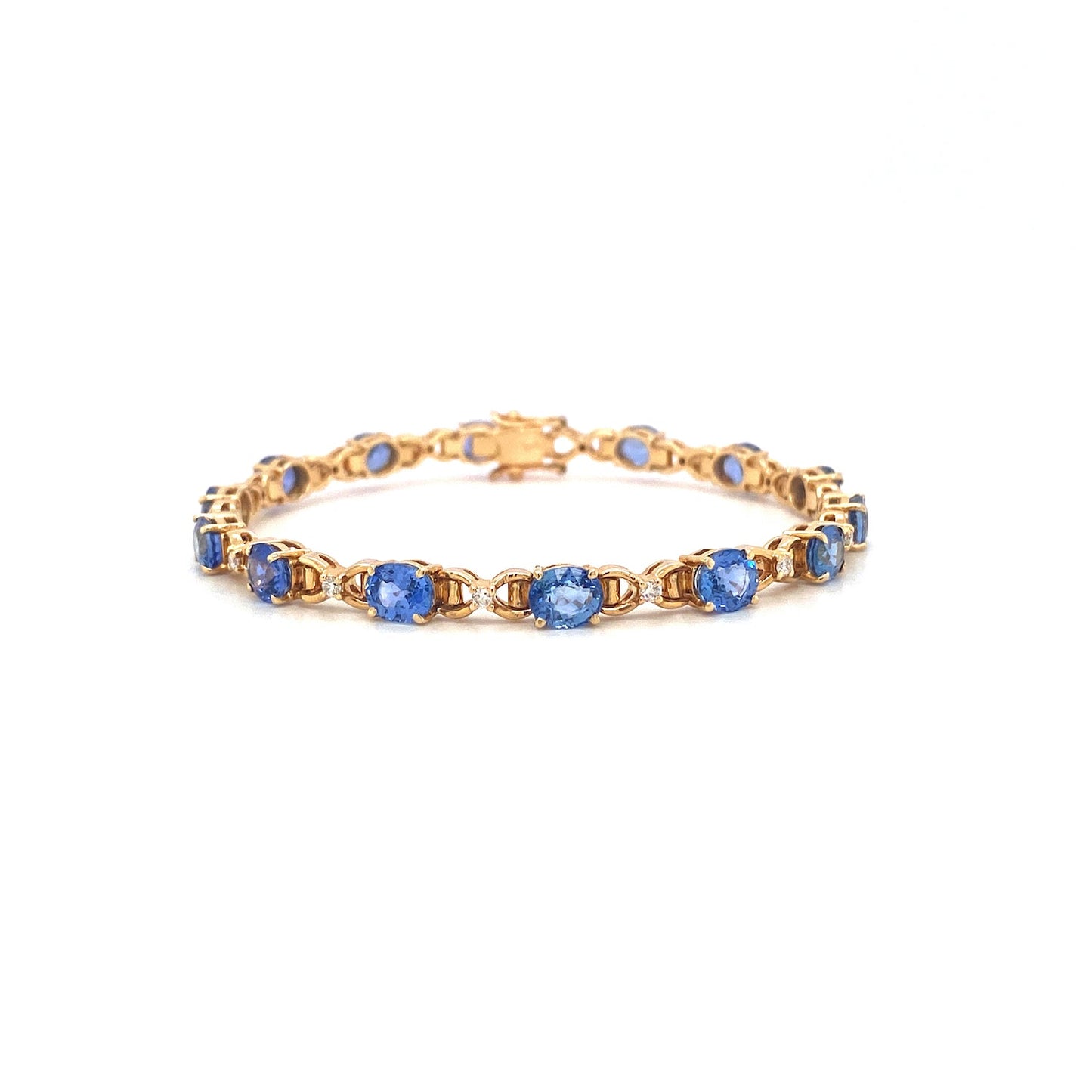 Sapphire Diamond Bracelet 14K Yellow Gold - Luxury Women's Jewelry