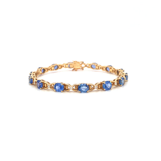 Sapphire Diamond Bracelet 14K Yellow Gold - Luxury Women's Jewelry