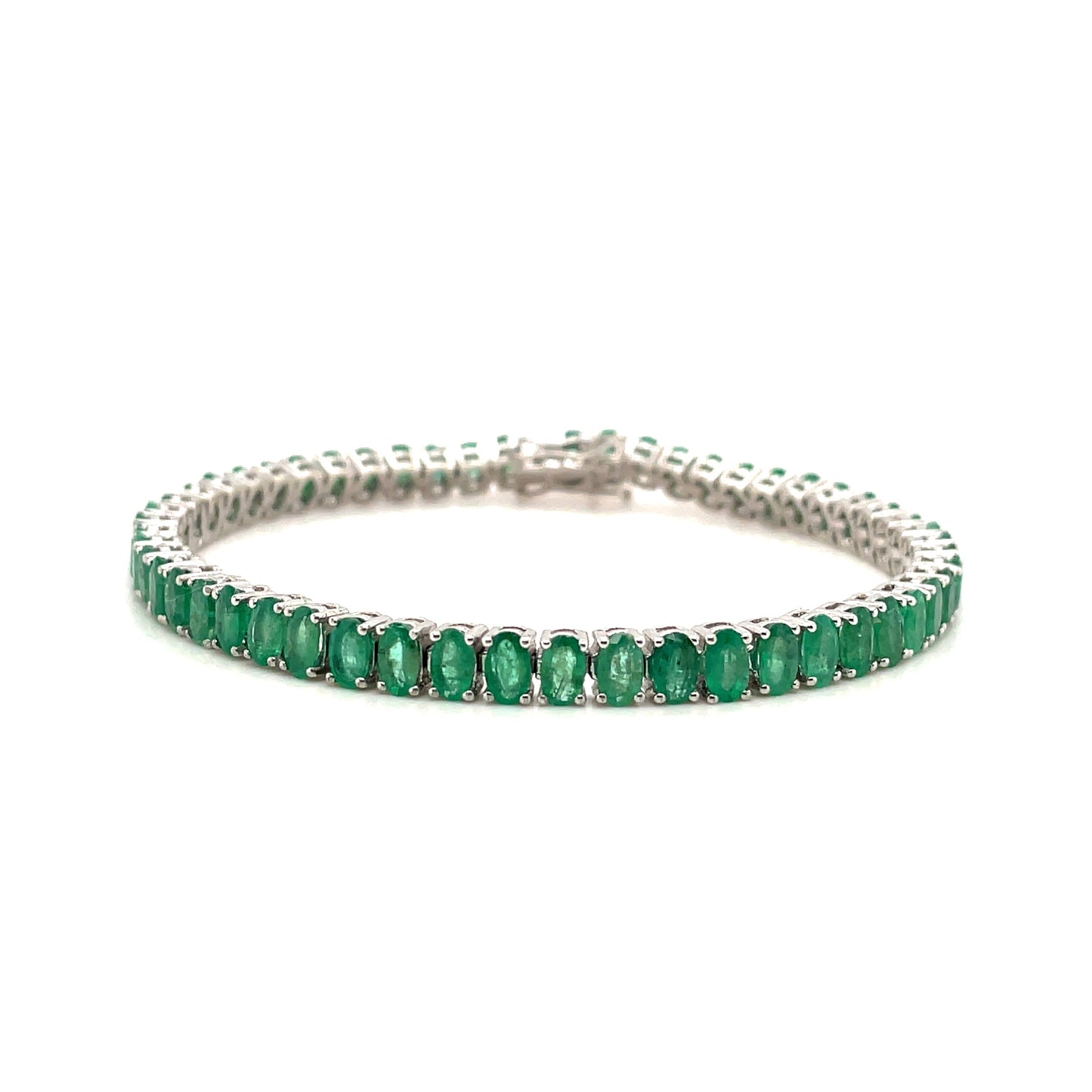 Emerald Bracelet Sterling Silver 925 - Rhodium Plated Women's Jewelry