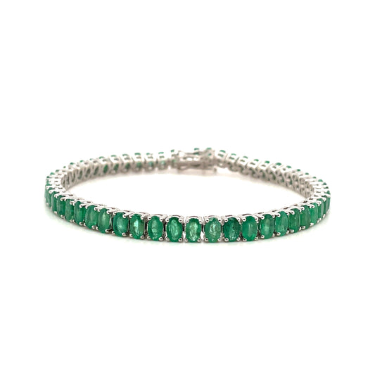 Emerald Bracelet Sterling Silver 925 - Rhodium Plated Women's Jewelry